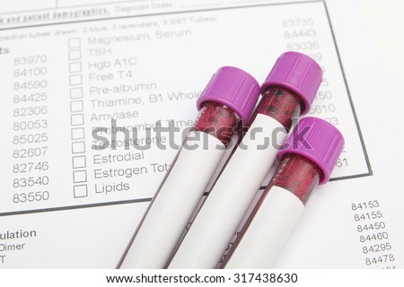 Form to fill in the results of biochemistry blood tests