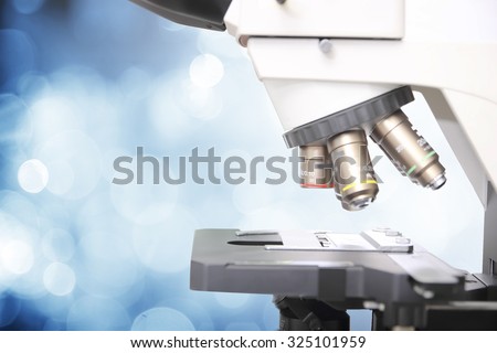 Laboratory Microscope. Scientific research background.
