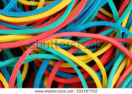 pile of rubber bands placed on the table