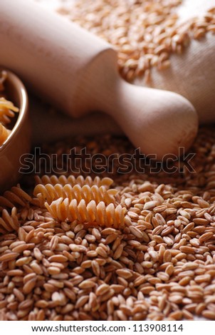 whole wheat pasta in bowl