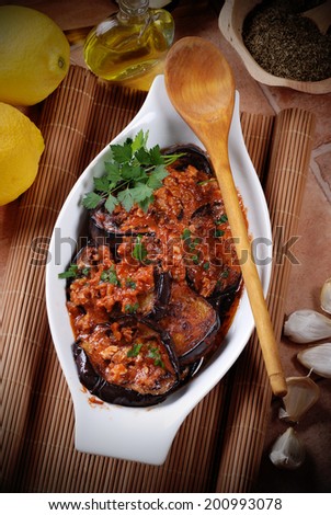 grilled eggplant with spices, traditional recipe of Morocco