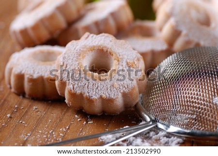 canestrelli, traditional Italian cookies on the wooden table