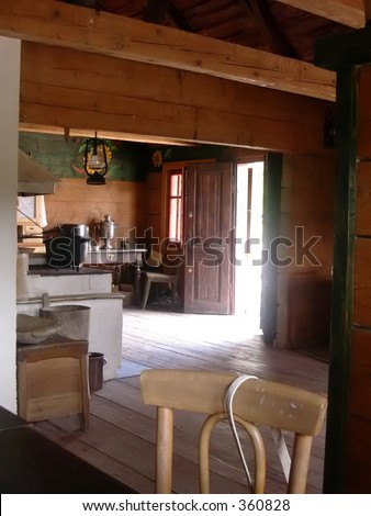 Old country cottage interior, fully renovated 200-years old country men house.