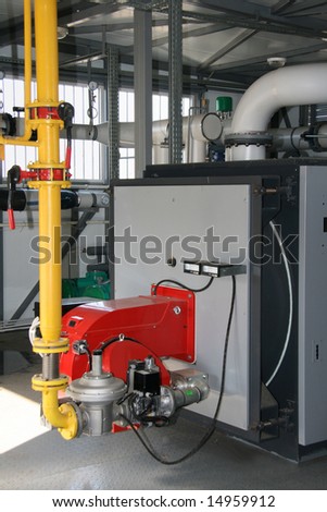 The gas steel boiler established in modern independent boiler-house