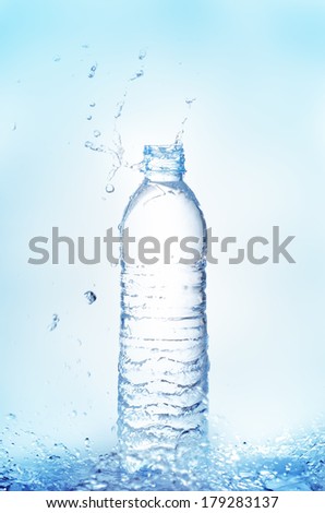 Bottle with water splash.