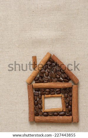 House made of cinnamon sticks and coffee beans