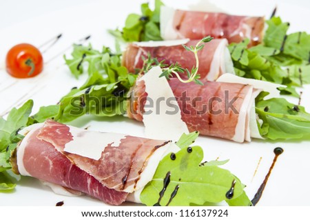 meat rolls with meat and greens
