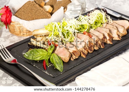 plate of meat and vegetables