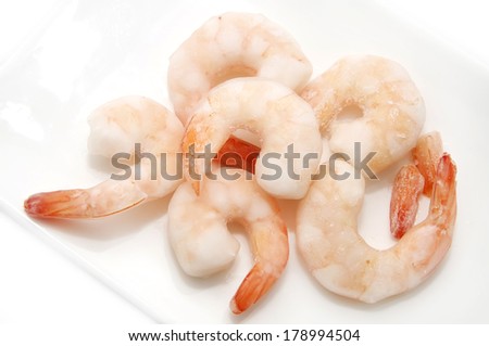 frozen shrimp on a white background