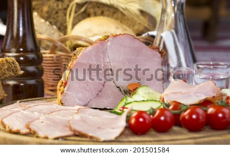 smoked meat on the table in a restaurant