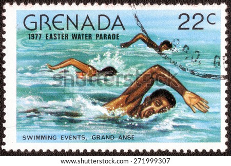 GRENADA - CIRCA 1977: A stamp printed in Grenada shows a series of images \