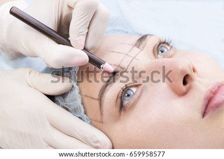 Microblading eyebrows workflow in a beauty salon