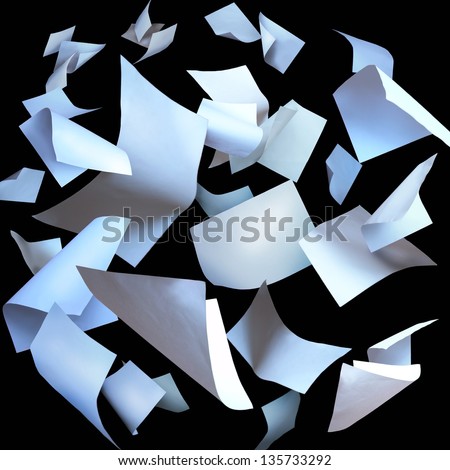 Flying paper sheets, flying pages