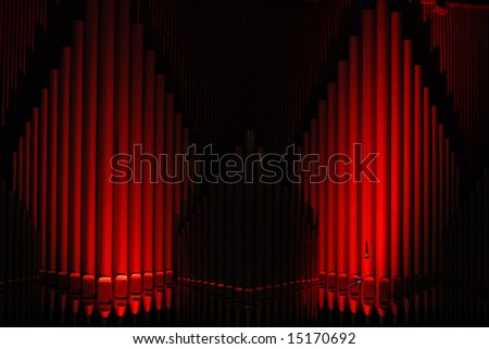 chamber music, organ in red light