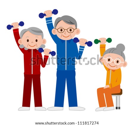 Group Of Older Mature People Lifting Weights In The Gym Stock Photo ...