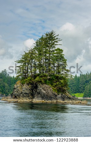 Shore with small island of Vancouver Island, British Columbia, Canada