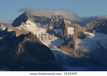 Mystic Mountains in the early morning near Zermatt.
