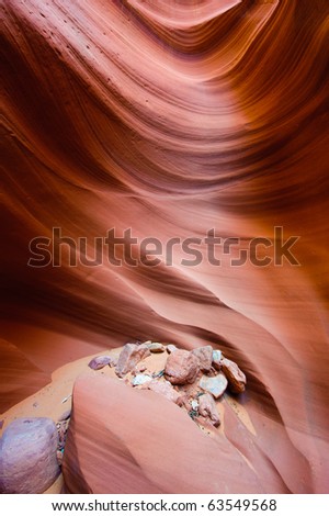 Slot canyon wall in Canyon X, Page, Arizona, USA