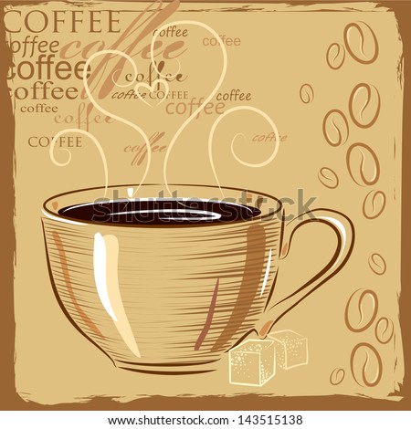 Coffee In vector vintage Stock A Vintage Style  Vector Illustration cup  143515138 Cup Of