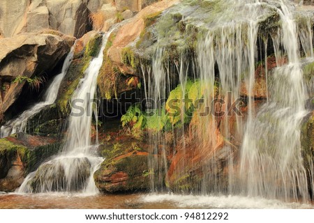 Cascade waterfall. Tera Canyon Road and San Martin Cave. Natural Park of Lake Sanabria, Zamora.