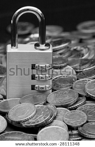padlock on coins ( financial security )