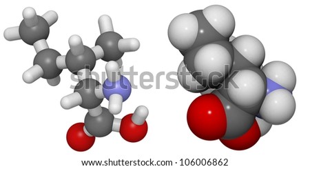 L-Isoleucine (Ile, I) amino acid molecule, chemical structure. Isoleucine is an essential amino acid.