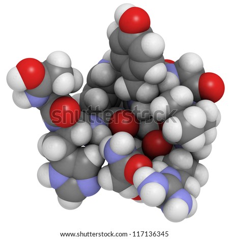 Gonadotropin-releasing hormone (GnRH, Luteinizing-hormone -releasing hormone, LHRH, luliberin) molecule, chemical structure.