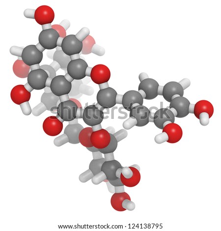 Rutin (rutoside, sophorin) molecule, chemical structure. Rutin is believed to have positive effects on health.