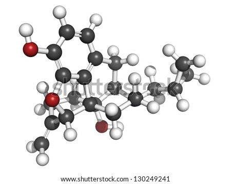 Nalmefene alcoholism treatment drug, molecular model. Atoms are represented as spheres with conventional color coding: hydrogen (white), carbon (grey), oxygen (red), nitrogen (blue)
