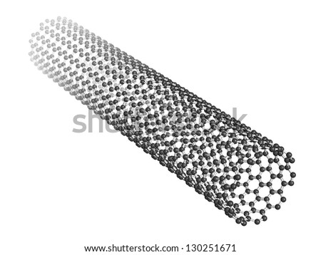 Carbon nanotube molecular model Carbon nanotubes are promising nanotechnology materials Atoms are represented as spheres Carbon nanotube molecular model Carbon nanotubes are promising nanotechnology materials Atoms are represented as spheres