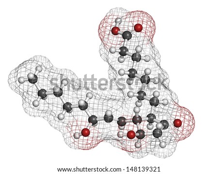 Alprostadil (prostaglandin E1) erectile dysfunction drug, chemical structure. Atoms are represented as spheres with conventional color coding: hydrogen (white), carbon (grey), oxygen (red)