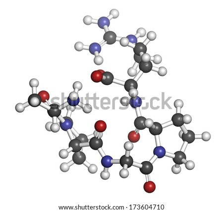 Enterostatin signaling peptide molecule. Reduces food and fat intake. Atoms are represented as spheres with conventional color coding: hydrogen (white), carbon (grey), nitrogen (blue), oxygen (red).