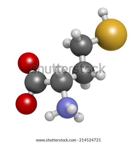 Homocysteine (Hcy) biomarker molecule. Increased levels indicate elevated risk of cardiovascular disease. Atoms are represented as spheres with conventional color coding: hydrogen (white), etc