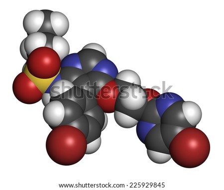 Macitentan pulmonary arterial hypertension drug molecule. Belongs to Endothelin Receptor Antagonist class. Atoms are represented as spheres with conventional color coding: hydrogen (white), etc