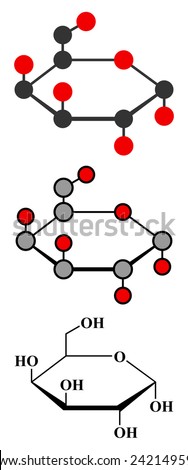 Galactose sugar molecule. Present in milk and dairy products. Conventional skeletal formula and stylized representations.