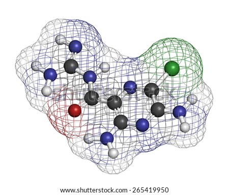 Amiloride diuretic drug molecule. Used in treatment of hypertension and congestive heart failure. Atoms are represented as spheres with conventional color coding: hydrogen (white), carbon (grey), etc