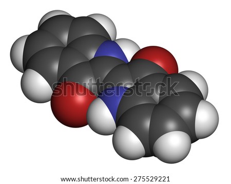 Indigotin indigo dye molecule. Used to color cotton in the production of denim cloth for blue jeans. Atoms are represented as spheres with conventional color coding: hydrogen (white), etc