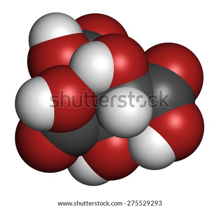 Hydroxycitric acid  (HCA, hydroxycitrate) molecule. Used as weight loss nutritional supplement.  Atoms are represented as spheres with conventional color coding: hydrogen (white), carbon (grey), etc