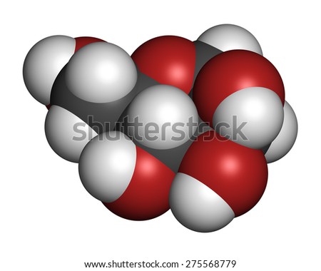 Mannose (D-mannose) sugar molecule. Epimer of glucose. Atoms are represented as spheres with conventional color coding: hydrogen (white), carbon (grey), oxygen (red).