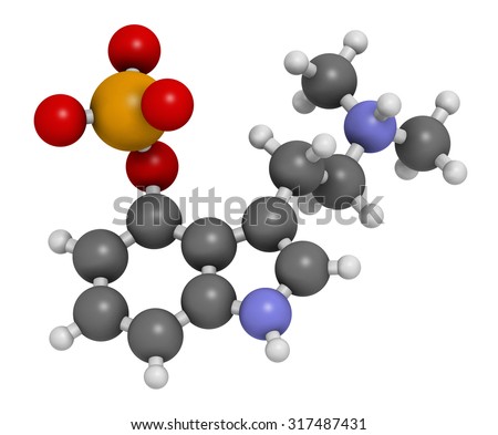 Psilocybin psychedelic mushroom molecule. Prodrug of psilocin. Atoms are represented as spheres with conventional color coding: hydrogen (white), carbon (grey), oxygen (red), nitrogen (blue), etc