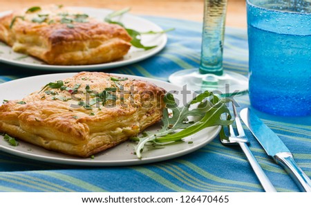 Puff pastry with cheese and vegetables