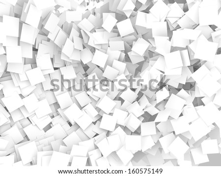 collection of various white note papers on white background