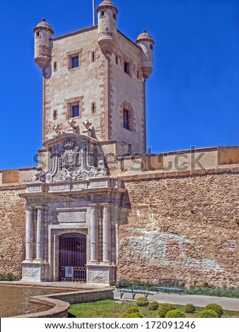 Original entrance to the Old City in Cadiz, Spain