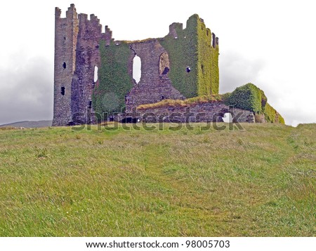 Ruins of Ballycarbery Castle near Cahersiveen in County Kerry, Ireland