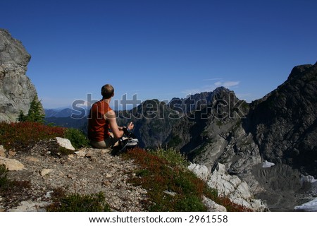 Hiker reflecting