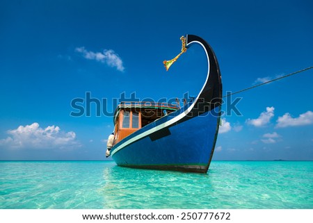 Perfect tropical island paradise beach and boat
