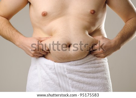 overweight man with big belly