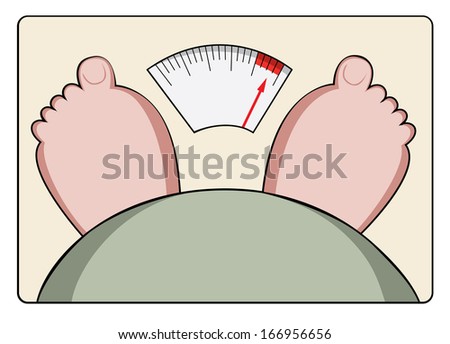 Drawing of feet and stomach on weighing scales