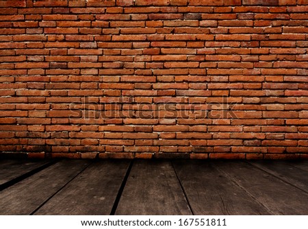 Old room with brick wall, vintage background