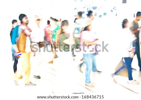 Walking people side view abstract blur motion